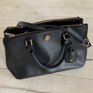 Tory Burch Black Leather Structured Crossbody Handbag